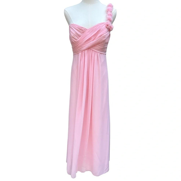 Val Stefani Pink One-Shoulder Sweetheart Neckline Formal Gown Size 14 - Picture 1 of 15